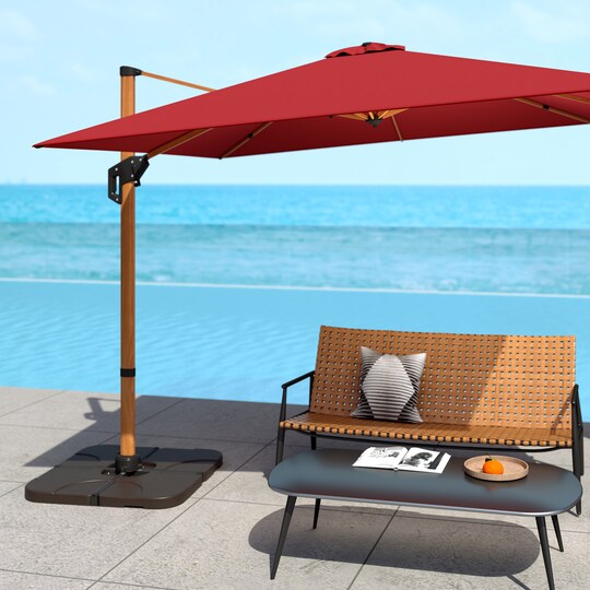 base for offset patio umbrella Tangkula Cantilever Base, 260lbs Wet Sand Filled tangkula plate patio umbrella base withstand sun and rain Outdoor Umbrella Base Weight Plate